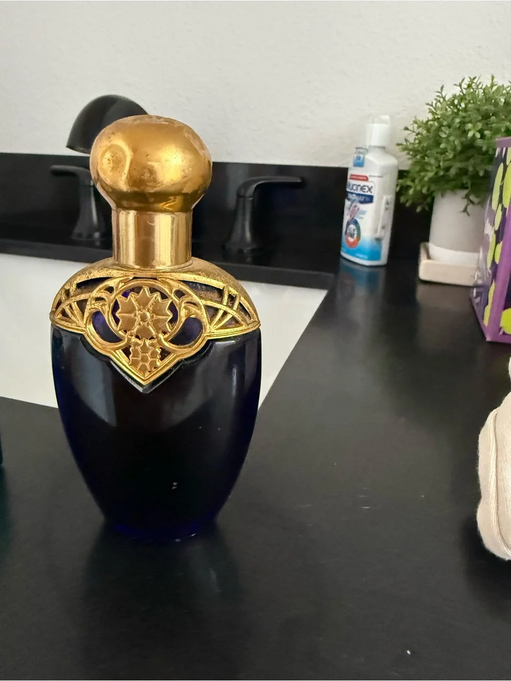 Decorative Blue and Gold Accent Bottle - Home Accents